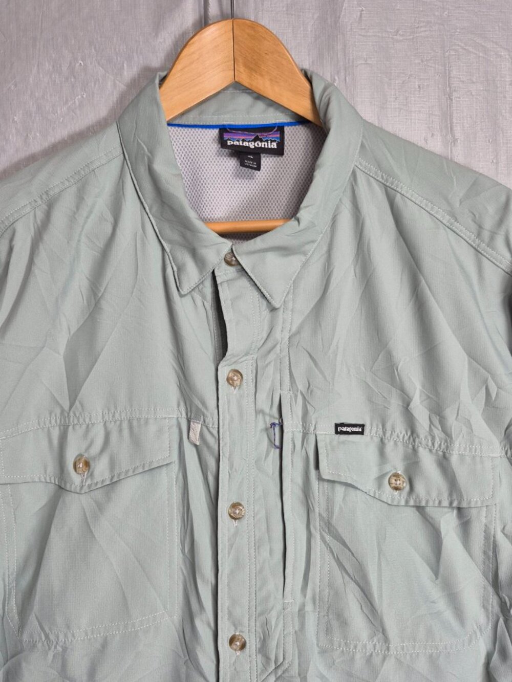Patagonia Long-Sleeved Sol Patrol Button Up Shirt Light Green XL Fishing 0702 - Picture 2 of 10